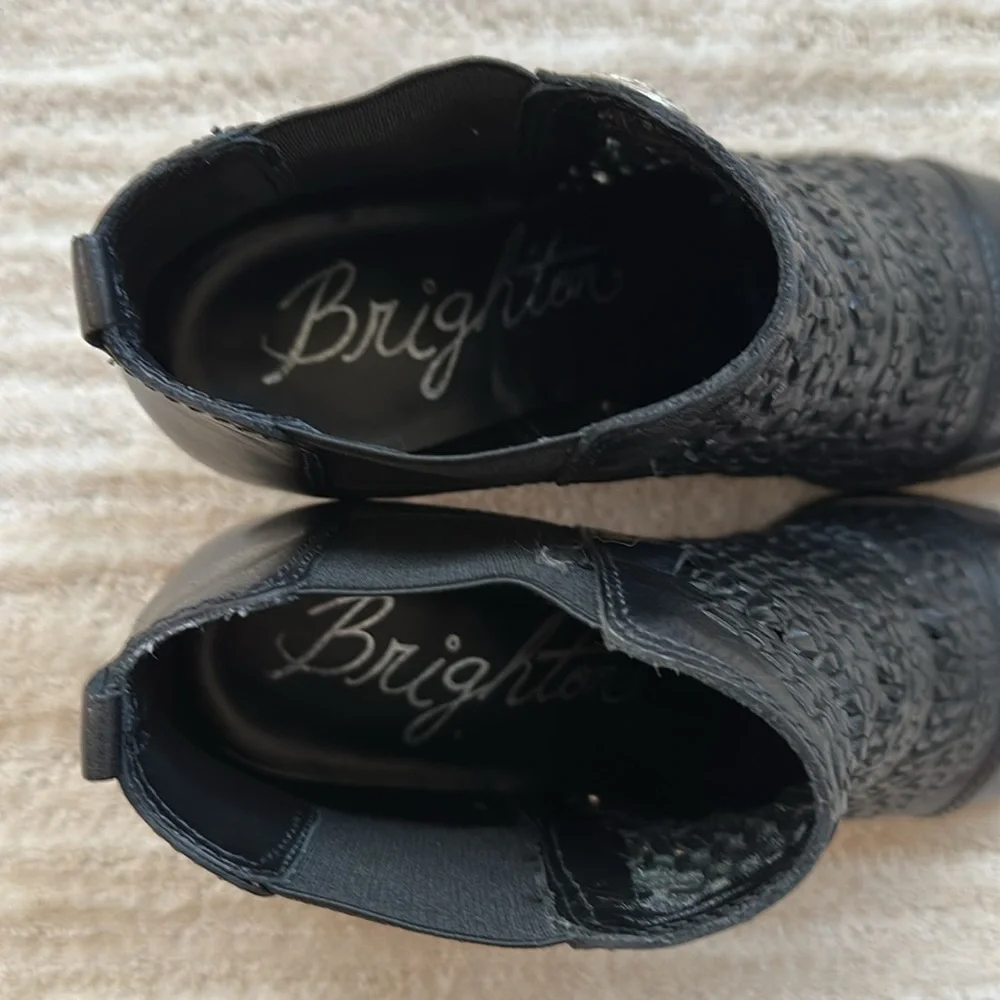 Like New: Brighton Woven Galore Boots Black Asmara Leather Ankle Boots Size 7